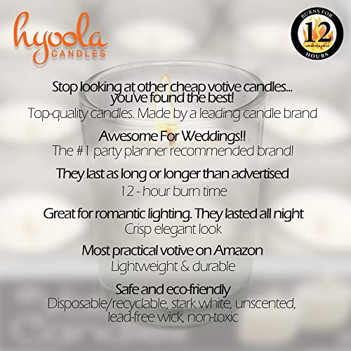 Hyoola White Votive Candles In Glass - Pack Of 24 - 12 Hour Burn Time - Unscented #TOP3