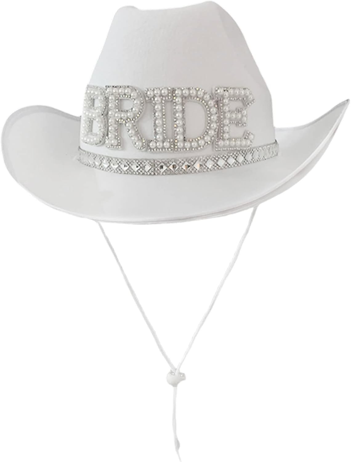 MANGGUO Lookikely Shining Bridal Letter Novelty Cowboy Hat - Cowgirl & Western Fancy Dress Accessory(White)