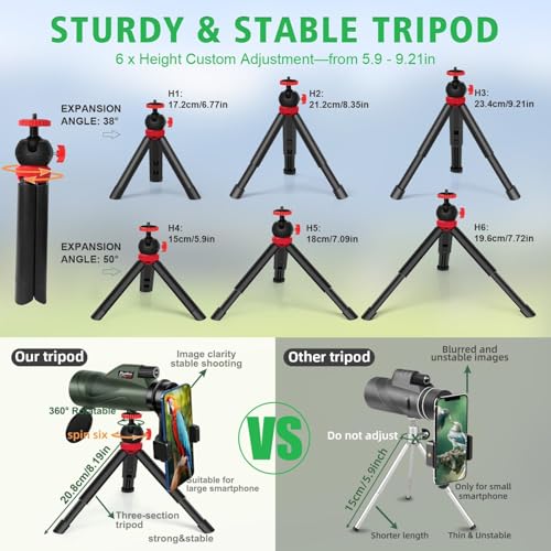 Image of 12x60 HD Monocular Telescope for Adults high Powered