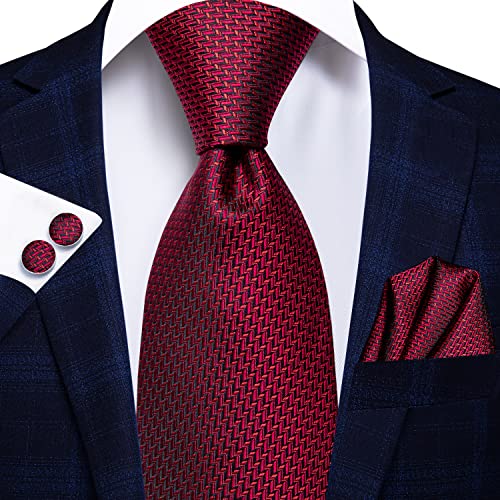 Image of Hi-Tie 3 Pcs Gift Box Mens Tie Set Necktie with Pocket Square Cufflinks Lapel Pin Silk Neck Tie Collection