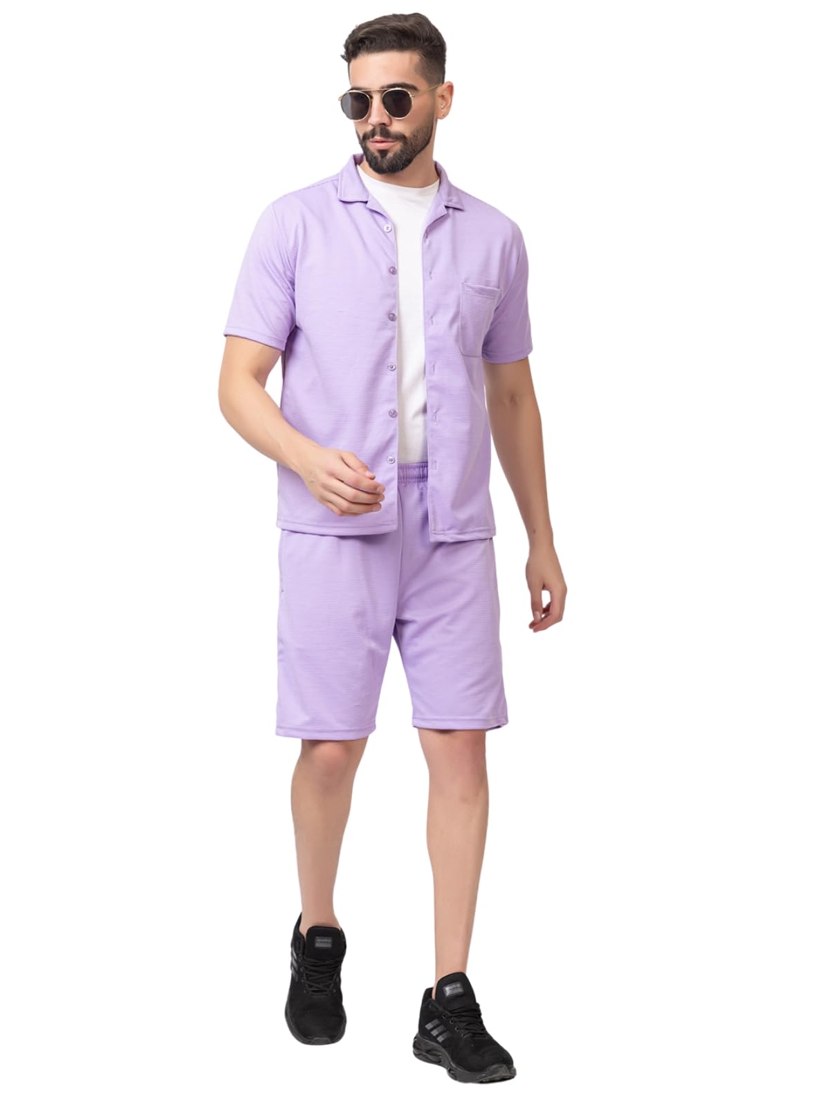 zeffit Mens Solid Casual Shirts and Shorts Set Button Down Co-ord Set||mens co ord set for summer|| Regular Fit for Casual Wear | Half Sleeve-picture-23