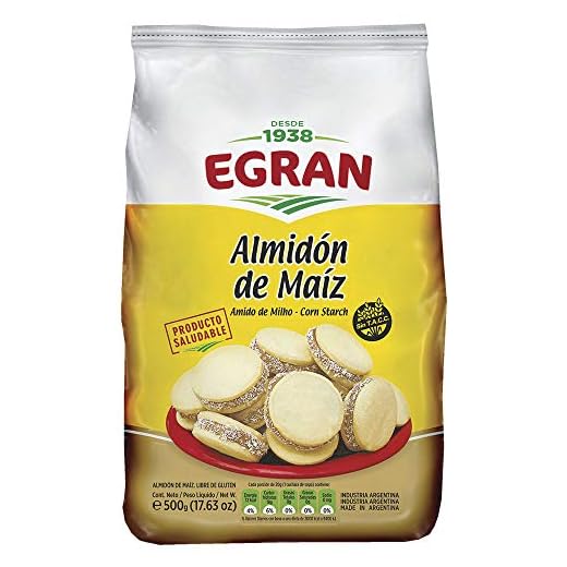 Egran- Almidón de Maíz - Libre de Gluten - Sin T.A.C.C. - Ideal para Preparar Alfajores de Maicena - 500 Gramos