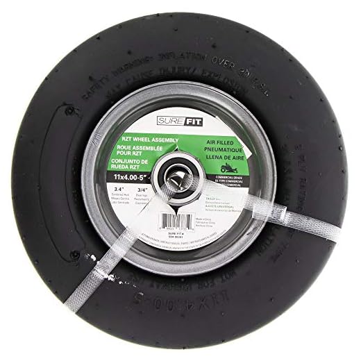 SureFit 11" Pneumatic Wheel Tire Assembly Smooth Tread RZT Universal Lawn Mower 11x4-5