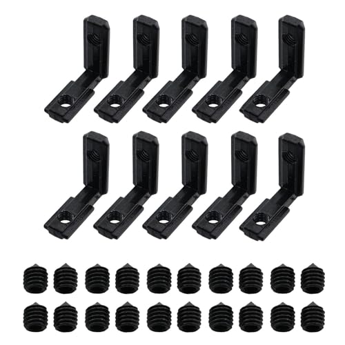 Guifeng 10PCS 26x25x9.5mm Zinc Indoor Corner Connector Black L Shape 2020 Corner Slot Connector Aluminium Profile Part Suitable for Industrial 3D Printer Robotics Project