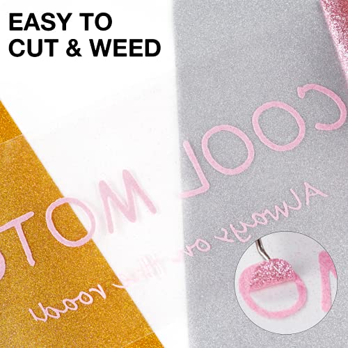 Image of HTVRONT Glitter HTV Heat Transfer Vinyl Roll - 10 inch x 8ft Pink Glitter HTV Vinyl for Shirts, Pink Glitter Iron on Vinyl for All Cutter Machine - Easy to Cut & Weed for Heat Vinyl Design