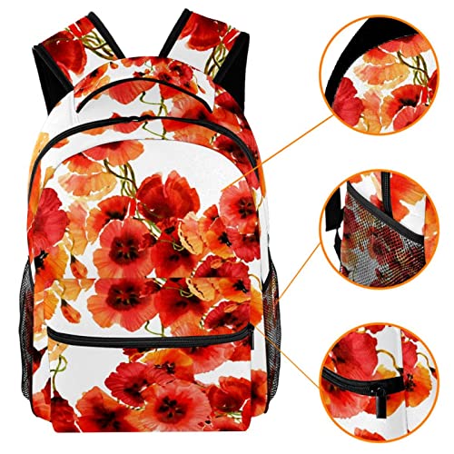 Sac à dos coquelicot rouge aquarelle idéal pour la rentrée des classes