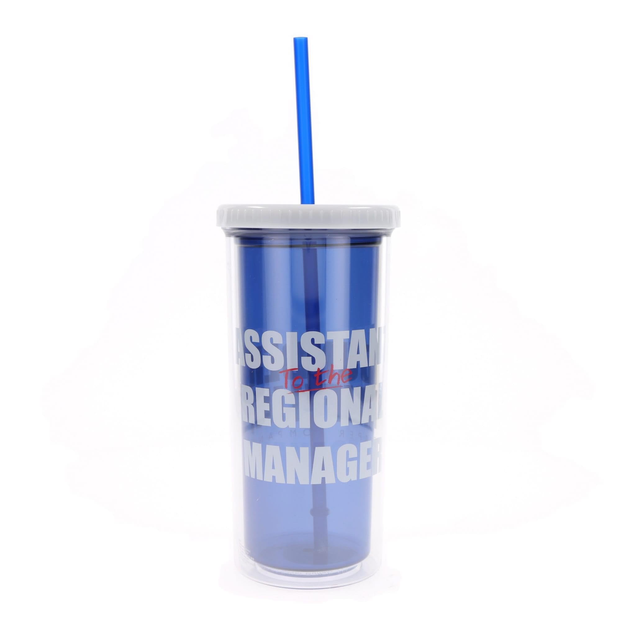 Silver Buffalo The Office Assistant to the Regional Manager Plastic Tall Cold Cup w/Lid and Straw, 20 Ounces