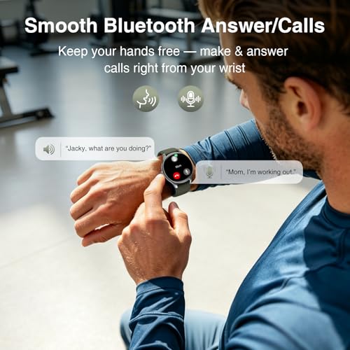 Image of Fitpolo Smart Watch for Men Women Android iPhone, 1.57'' HD Fitness Tracker with Bluetooth Call & Answer, IP68 Waterproof, Heart Rate /SpO2 /Sleep Monitor, Built-in AI Voice, 105+ Sports Modes (Green)