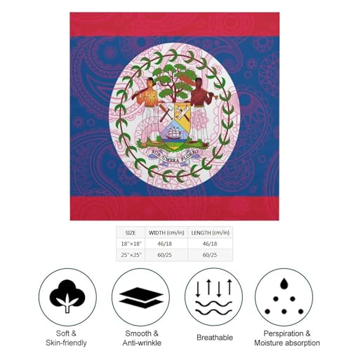 Belize Paisley Flag Funny Square Bandana Fashion Head Scarf For Women's Hair Soft Wrap Neck Scarves2