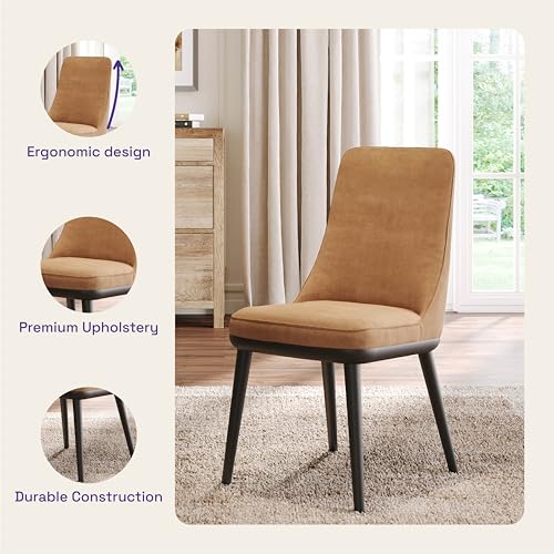 Image of Wakefit Kova Dining Chair - Napoli Tan
