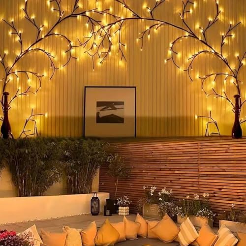 Image of Willow Vine LED Wall Lights for Home Decor, 5.5 Ft USB Powered Artificial Vine String Lights with Remote Control, 8 Lighting Modes, Bendable Branch Design with 10 Clips (72 LED)