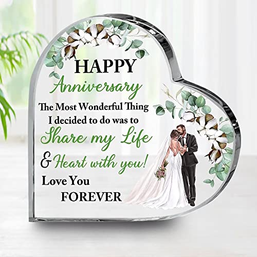 Acrylschild zum Jahrestag, Herz, für Paare, Baumwolle, Blume, Kristallschild, Schreibtisch, dekorativ, Hochzeitsgeschenk für Ehefrau, Ehemann, Tisch, Andenken, Geschenk für Freundin, Freund, 12,7 cm Cover