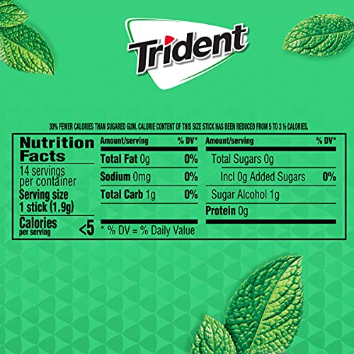Image of Trident Spearmint Sugar Free Gum, 6 Packs of 14 Pieces (42 Total Pieces)