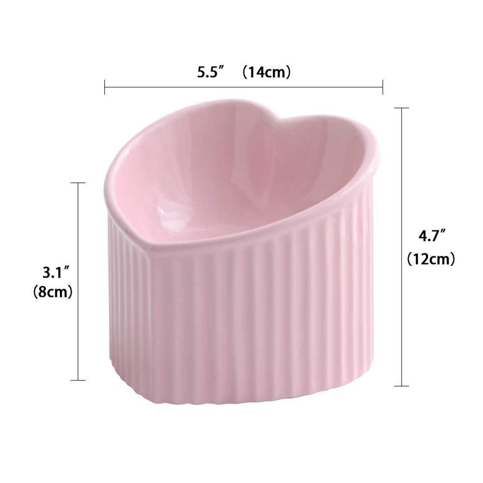 Ciotola Gatto Ciotole Rialzate in Ceramica Inclinata Base Stabile Ciotola Cibo Antiscivolo Design Salvaspazio Facilita Pulizia Adatta per Interni Cani, Rosa