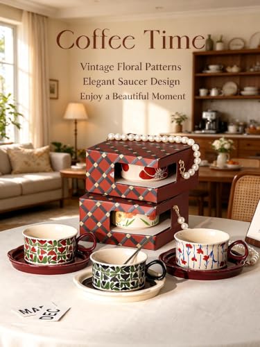 ChayWillow Vintage Ceramic Coffee Cup and Saucer Set with Pearl Gift Box - image 3