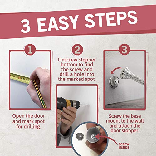 Jack N’ Drill 15-Pack Door Stopper 3.1-Inch Heavy Duty And Flexible Door Stop To Protect Walls And Doors For Home Or Office In Satin Nickel Finish, Easy To Install And 100% Child And Pet Friendly #TOP1