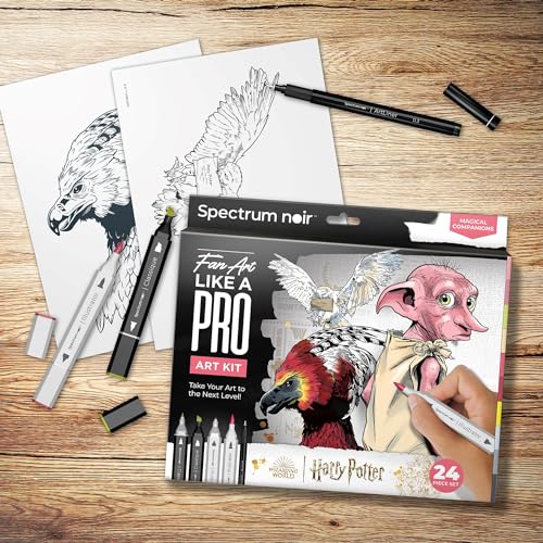Spectrum Noir Pro Fan Art Set - 24 Piece - Magical Companions, 1 count (Pack of 1), Black, grey, Magical Companions - 24 Piece - Image 4