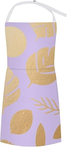 MUSM Apron for Adults - 27.6 X 31.5 Inch, Heavy-Duty Polyester Aprons with Two Large Pockets, Waterproof Leaf Print Pattern Kitchen Apron for