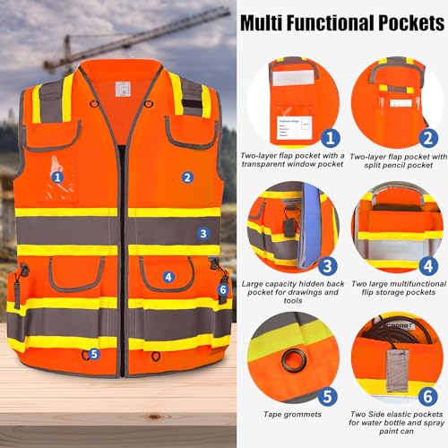 Hycoprot Reflective Safety Vest High Visibility Heavy Duty Construction Vest With Padded Neck,Meets Ansi/Isea Standard thumb #2