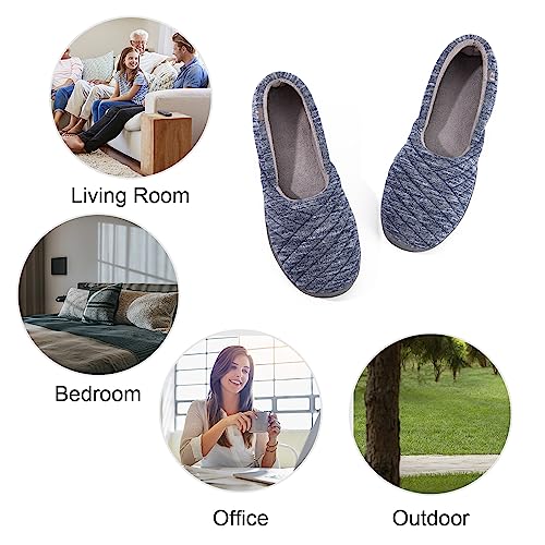 Longbay Women’s Cotton Jersey Slippers Comfy Breathable Memory Foam House Shoes (Large / 9-10, Mineral Blue) #TOP5
