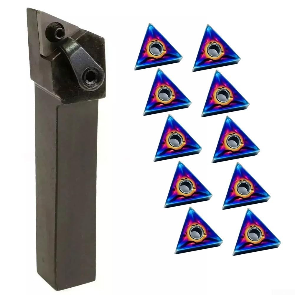Eawfgtuw Porte-outils de tournage externe 20 x 20 mm avec inserts en carbure pour acier inoxydable et fonte, outils de coupe industriels, accessoires de travail des métaux