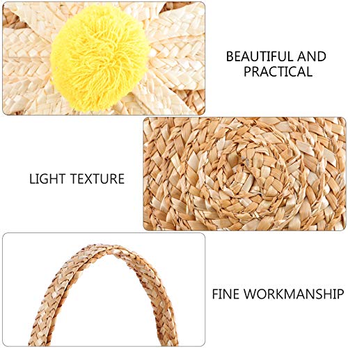 VALICLUD 1 Pcs Crianças Bolsa Flor Bolsa de Palha Mão-Tecido Saco De Armazenamento (Cores Sortidas)
