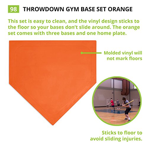 Champion Sports Throwdown Base Set: 4 Baseball & Softball Rubber Throw Down Bases - Training & Practice Equipment, Orange , 1" X 17" X 17" #TOP2