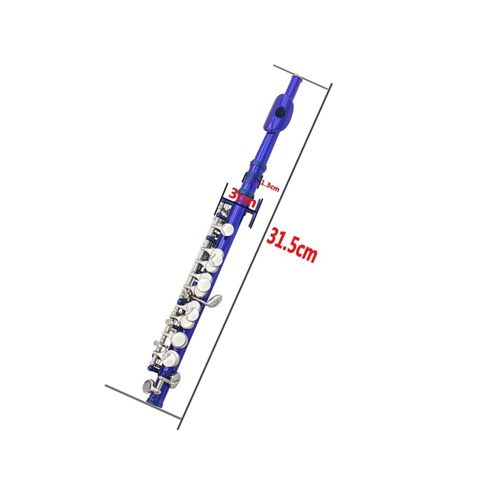 flet prosty Piccolo Professional C Key Half Size Niebieski flet Instrument z pudełkiem do wycierania części z białej miedzi Piccolo