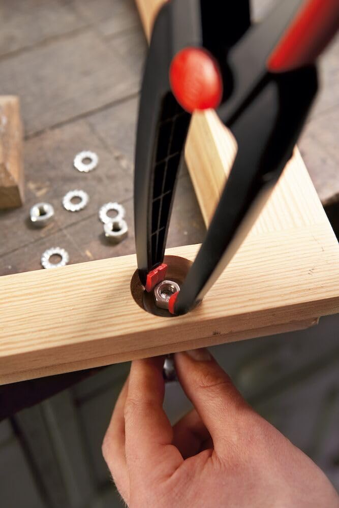 BESSEY Federzwinge Clippix XCL2, lang und spitz, Spannweite 55 mm Ausladung 60 mm, Große Ausladung für Spannen in randfernen Bereichen, Gewicht 0,02 Kg (Packung mit 6)