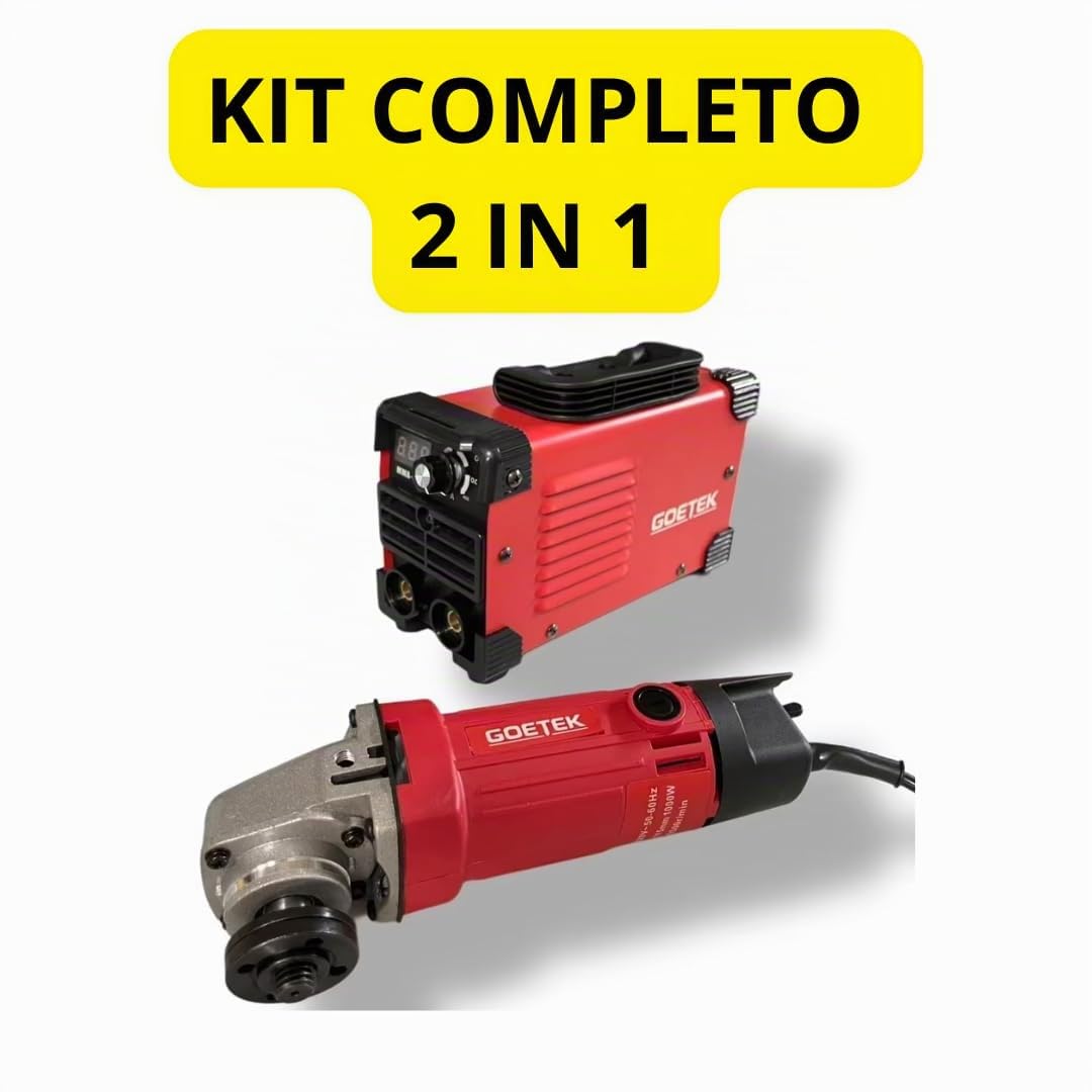 Smerigliatrice Angolare 1000 Watt+ Saldatrice Inverter Mini MMA 400A, Compatta, Potente, con Tecnologia IGBT, VRD, Display LED, per Elettrodo e Lift TIG,Kit Professionale.