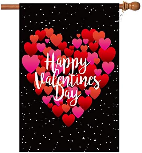 Akeydeco Valentine's Day Flag,28x40 Inch Valentine's Heart Garden Flag with Two Grommets Double Sided Printing 2 Layer Burlap Valentine Flags for Your Valentine's Day Decoration