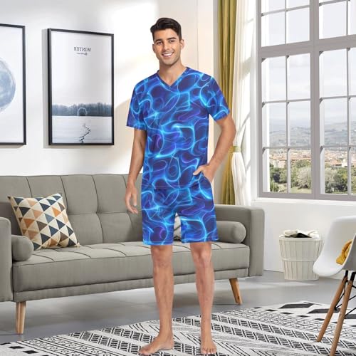 Blue Lightning Men’s Pajama Sets 2 Piece Short Sleeve Sleepwear with Printed Design 6