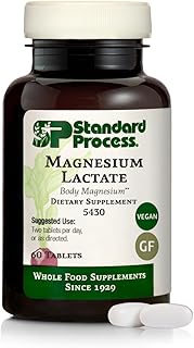 Standard Process Magnesium Lactate - Energy Support Supplement - Aids Healthy Bones & Muscle Relaxation - Helps Maintain Heart Health - Vegan & Gluten-Free - 60 Tablets (30 Servings)