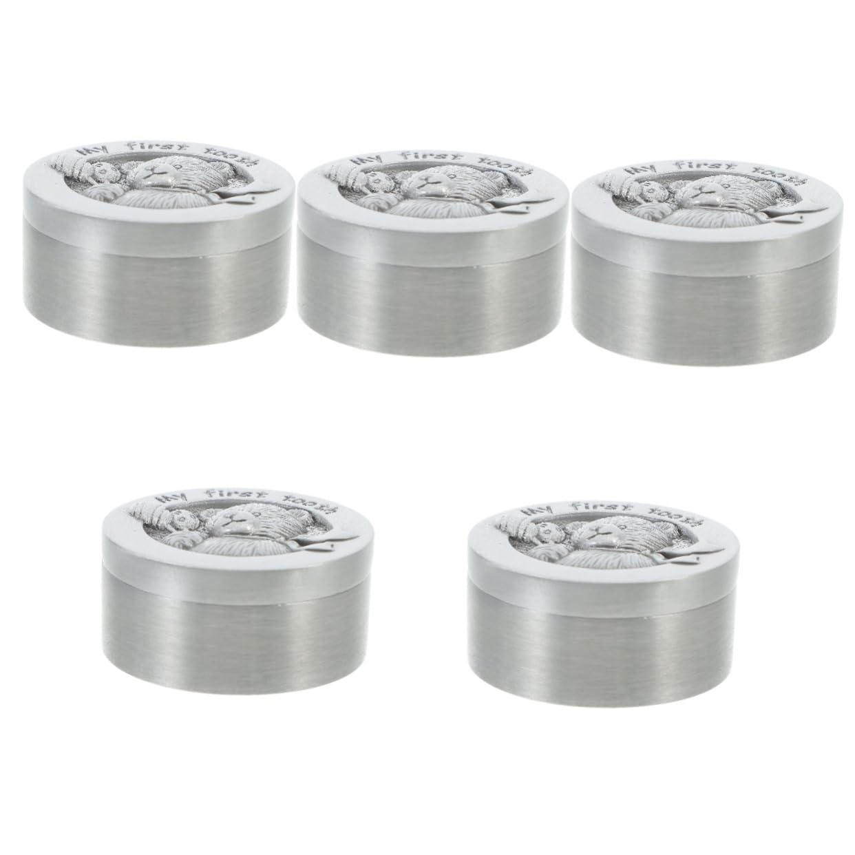 HANABASS 5 Stück Metalllegierung Milchzahndose für Junge Mädchen Langlebige Aufbewahrungsbox mit Gutem Verschluss Dekorative Souvenirbox für Erste Zähne und Locken Erinnerungsstück für