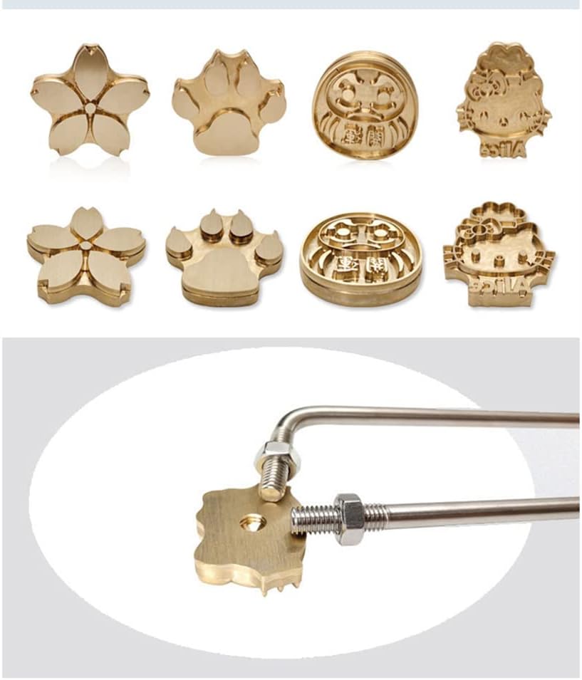 Cake Imprinting Mold 3Cm Brass Mold Cake Baking Stamp Set DIY Fire Burning Stamp Tool for Bread Hamberger Wood Beef Leather Branding Imprint Accessories,2