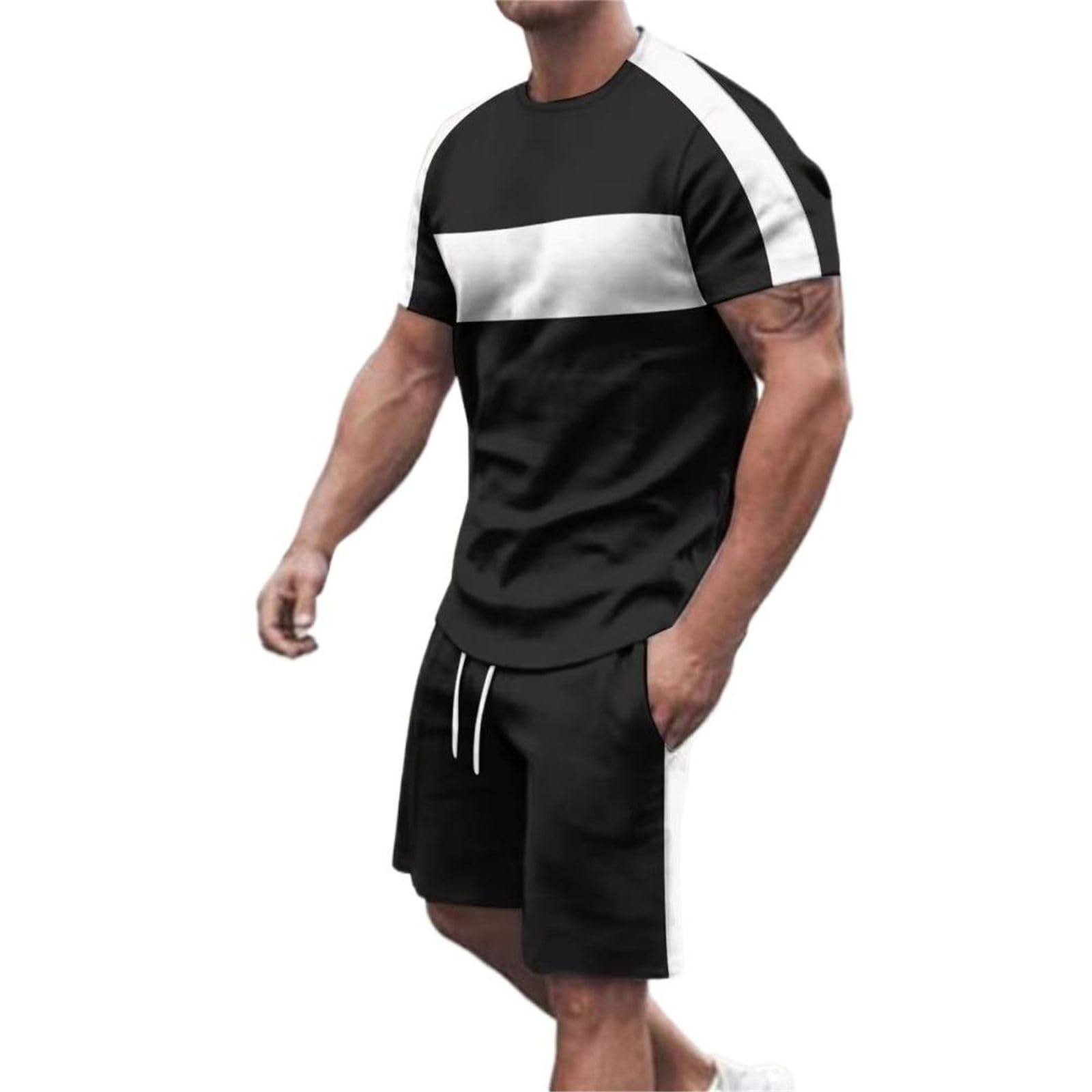 Set da uomo fitness traspirante, maglietta casual e pantaloncini estate
