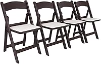 BTExpert Resin Folding Chairs Set of 4 Brown - Padded Vinyl Seat, Lightweight Indoor Outdoor Event Party Chairs for Home, Weddings, Church