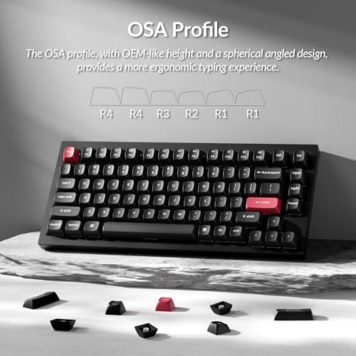 Image of Keychron OSA Profile Double-Shot PBT Keycap Full Keycap Set (141 Keys) - White on Black, Compatible with MX Mechanical Switches, Non-Shine-Through, Fits ANSI Layouts (100%, TKL, 96%, 75%, 65%, 60%)