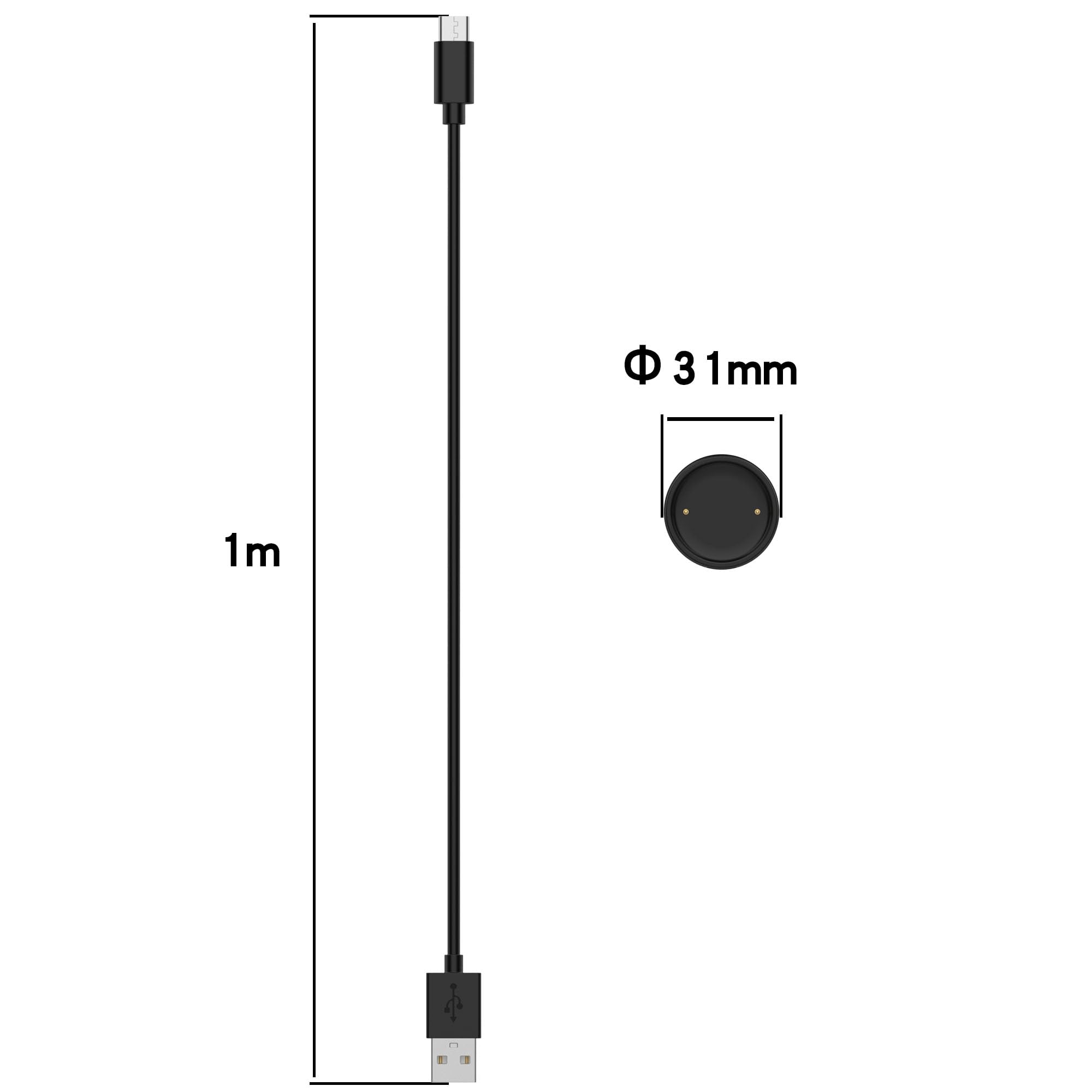Kabel do ładowania USB 2 w 1, kompatybilny z ładowarką Amazfit Active 2, 100 cm, adapter typu C, złącze konwertera zegarka, czarny