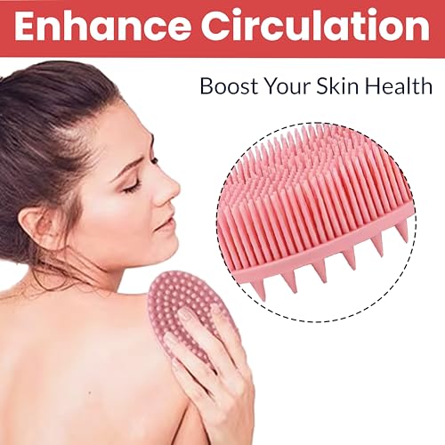 Image of TEMPERIA (1 pcs) Silicone Body Scrubber for Bathing - Exfoliator Bath Brush for Face & Body Wash - For Nourishing Cleaning & Exfoliating Skin - Lather Boosting Ergonomic No-Slip Handle for Men & Women (Random Colors) (MN01)