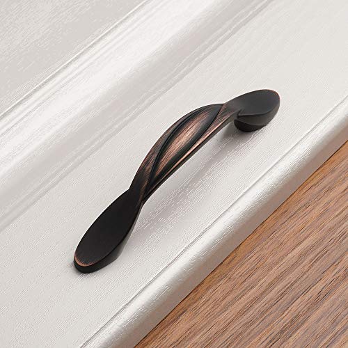 Koofizo Twisted Cabinet Bow Pull - Oil Rubbed Bronze Furniture Handle, 3 Inch/76mm Screw Spacing, 10-Pack for Kitchen Cupboard Door, Bedroom Dresser Drawer, Bathroom Wardrobe Hardware