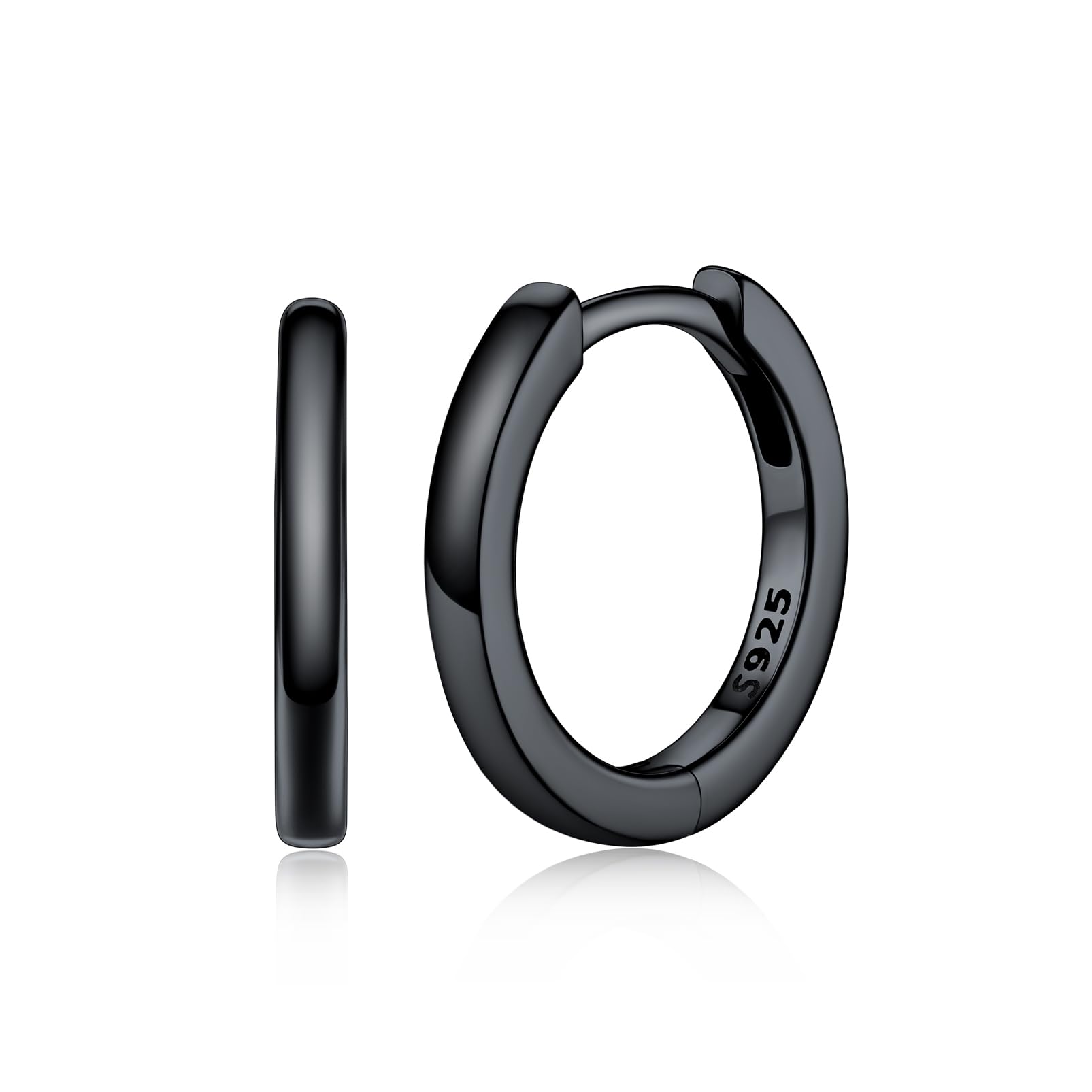 Silvora Kleine Creolen Silber 6mm/8mm/10mm/12mm/14mm/16mm/18mm/20mm Damen | 925 Silber Ohrringe Hoop Huggie Creolen Silber/Gold/Schwarz/Rosegold Schläfer Kreolen für Frauen Herren Männer