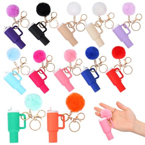 12 Pcs Mini Tumbler Keychain for Cup Holder Key Chains 1.18 x 3.74 Bag Charms for Handbag Hold up to 3 x 0.8