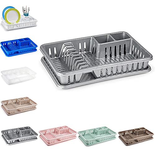 plastific Plastic Dish Drainer Plate Cutlery Rack Kitchen Sink Utensil Draining Cup Holder Drying Rack Draining Rack Sink Drainer Kitchen Gadgets (1-A (45 x 29.7 x 8cm