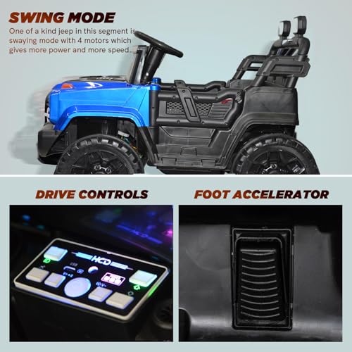 Image of Toyify Battery Operated Jeep for Kids 1 to 6 Years | Ride on Electric Car to Drive| Electric Jeep with Lights, Bluetooth, Music Player | Battery Car | Baby Big Car for Boys Girls (Royal Blue)