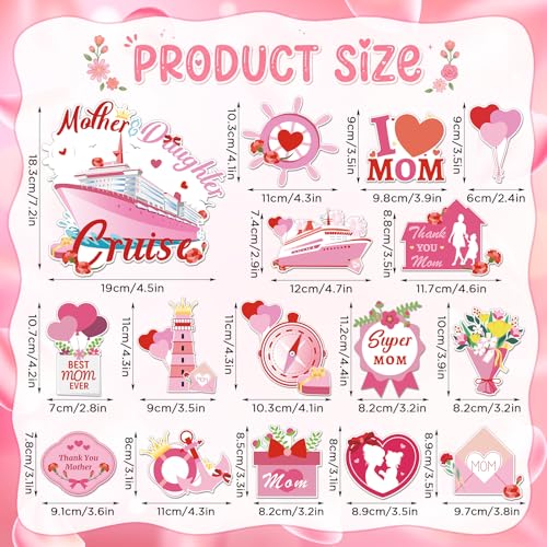 Decoración magnética para puerta crucero Madre e hija 16 piezas rosa miniatura 4