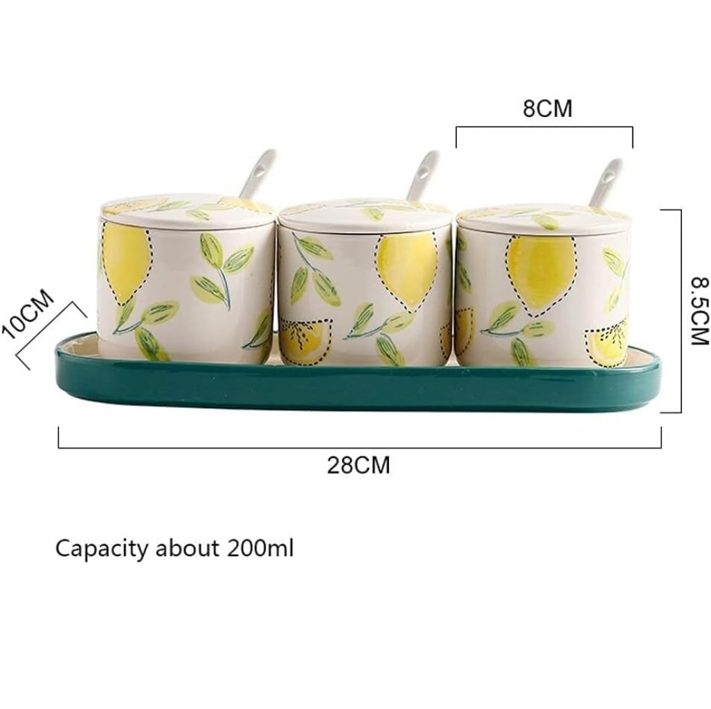XYNSNDB GaRcan Juego de Botellas de condimentos, Juego de recipientes de cerámica para azucarero, Tarro de Especias de Cocina, Recipiente de azúcar, Sal, Especias, condimentos, tarros de Especias (A)