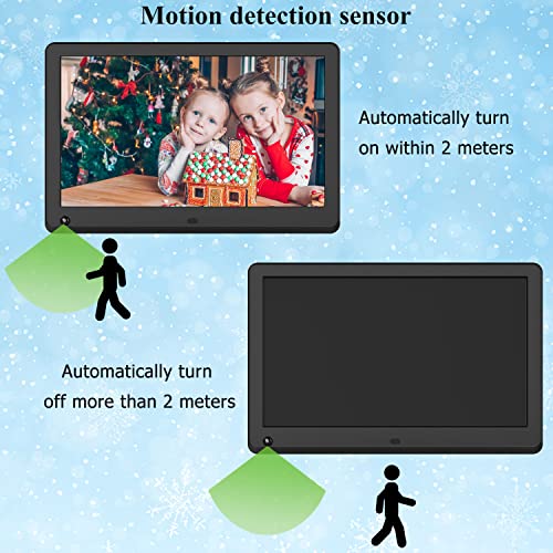 Digital Picture Frame 12 Inch With Fhd 1920X1080, Support 1080P Video/Music/Slide Show/Motion Sensor/Continue Playback/Adjustable Brightness/Auto Rotate/Calendar, Black #TOP1