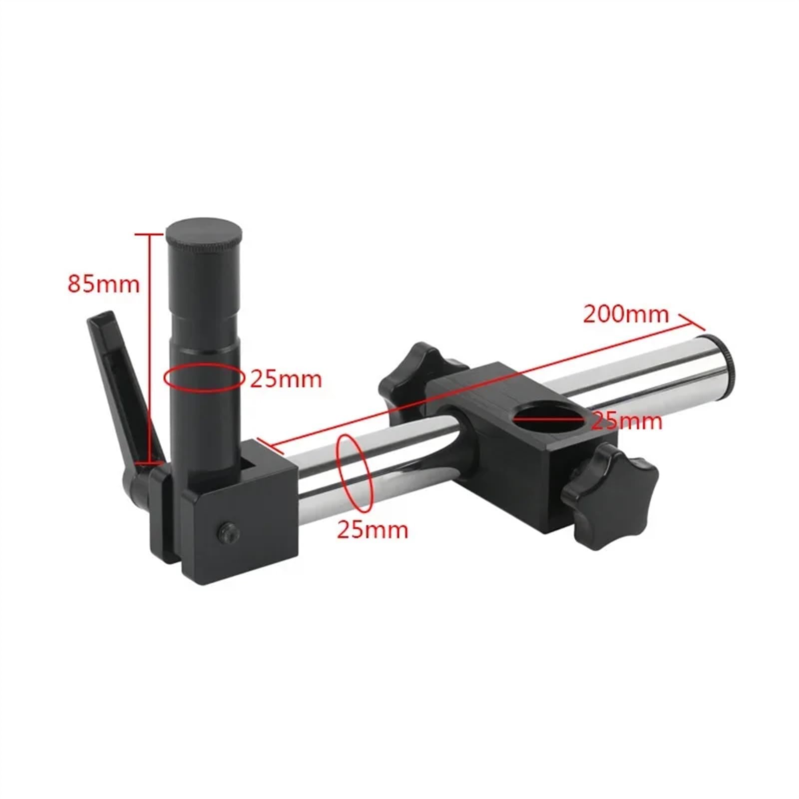 Soporte de etapas 25mm diámetro, brazo Metal ajustable varios ejes for microscopio estéreo Trinocular, cámara vídeo Industrial(Short)