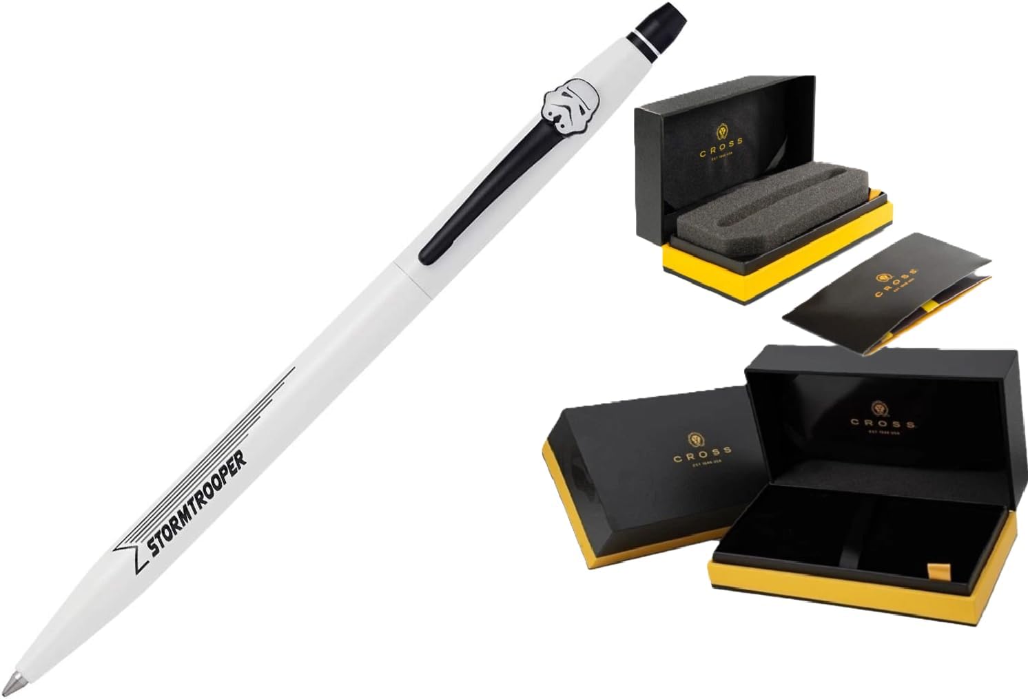 Cross Click Star Wars Stormtrooper in Imperial white lacquer, accented with a storm trooper emblem and satin-black appointments Refillable Rollerball Pen, Includes Luxury Gift Box